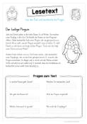 Lesetext 08 - Der lustige Pinguin Lesetext 08 - Der lustige Pinguin